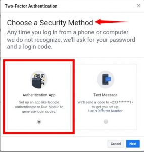 facebook security method