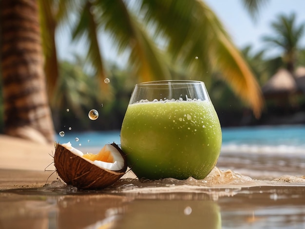 A glass of refreshing Apple Coconut Ginger Juice to reduce morning sugar spikes and provide steady energy during working hours.