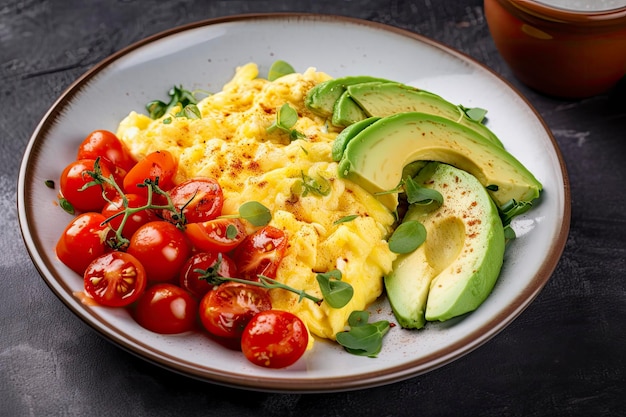 Scrambled eggs with avocado on toast – a heart-healthy, blood pressure-friendly breakfast rich in potassium and protein.